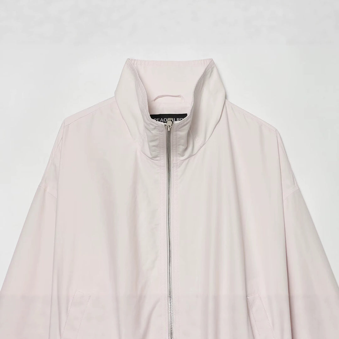 Women's Cropped Boxy Jacket with Funnel Collar, Two-Way Zipper and Patch Pockets Mune Fashion