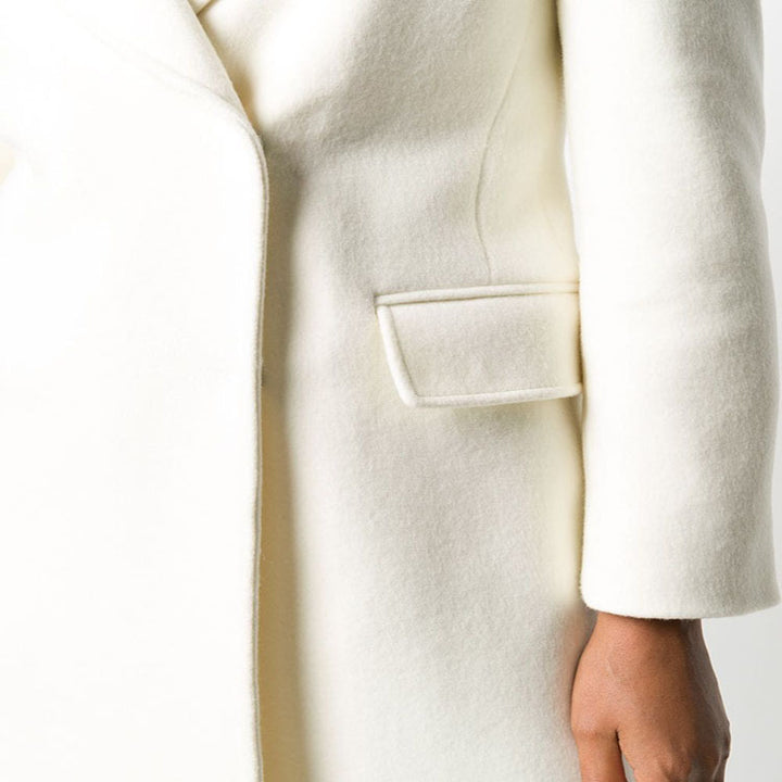 Women Clean-Cut Long Coat with Slightly Dropped Lapels and Clear Tailoring Silhouette Mune Fashion