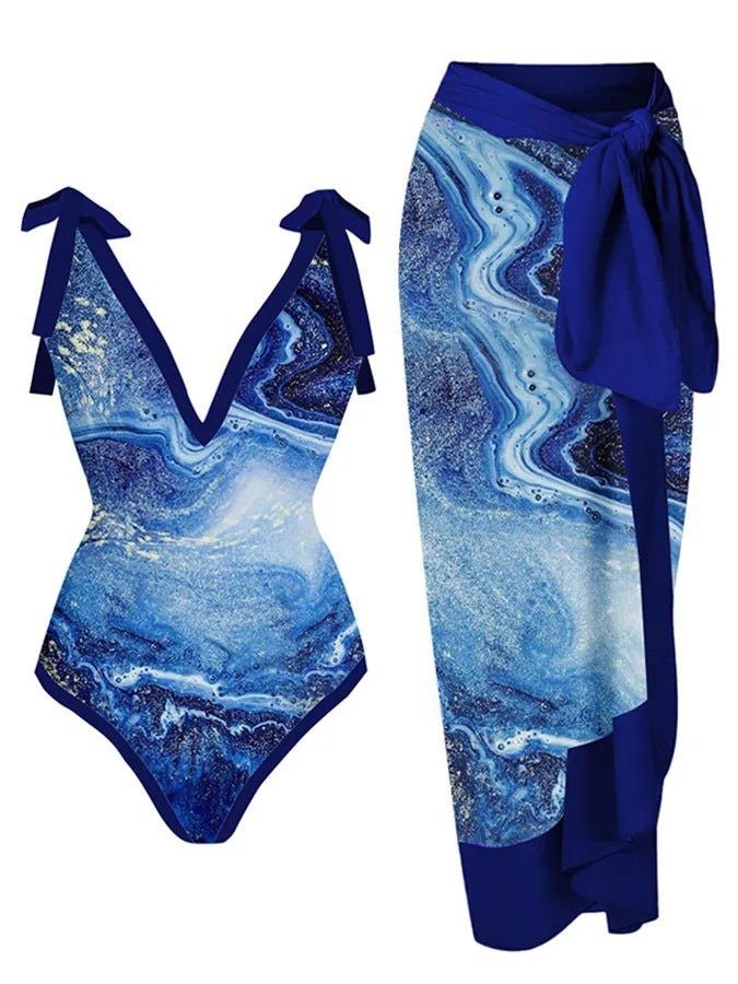 Women's Swimwear Set with Stylish Wrap Skirt Mune Fashion