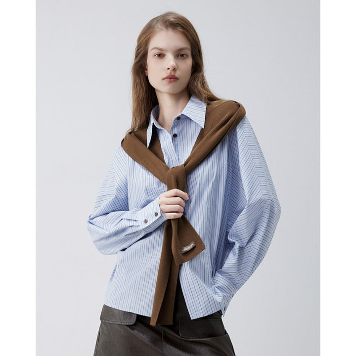 Women's further shirt with fine pinstripes and boxy cut Mune Fashion