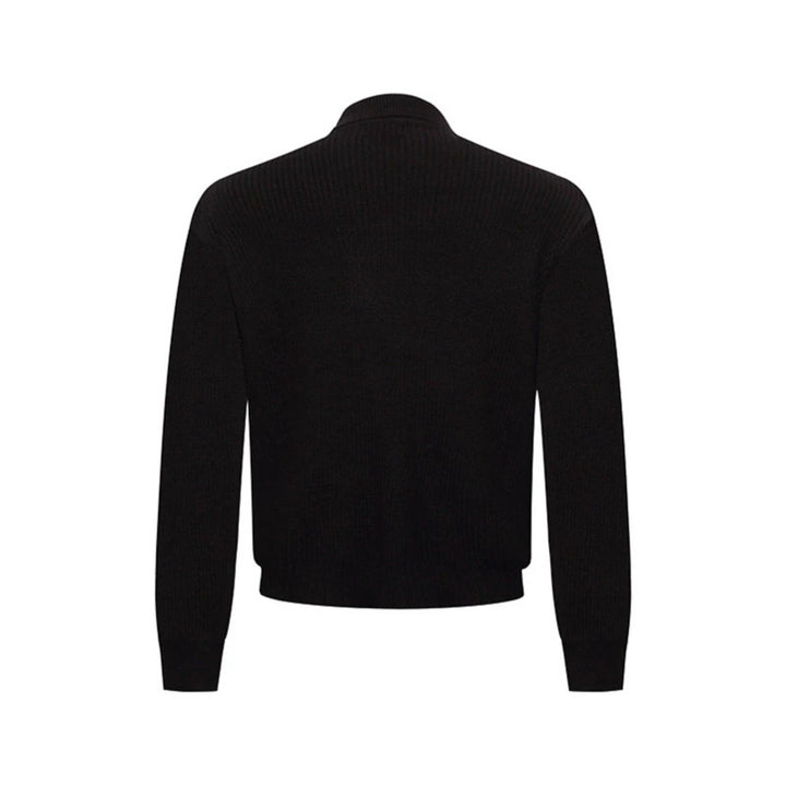 Men's knit double-breasted cardigan with collar, shoulder tabs, and welt pockets Mune Fashion
