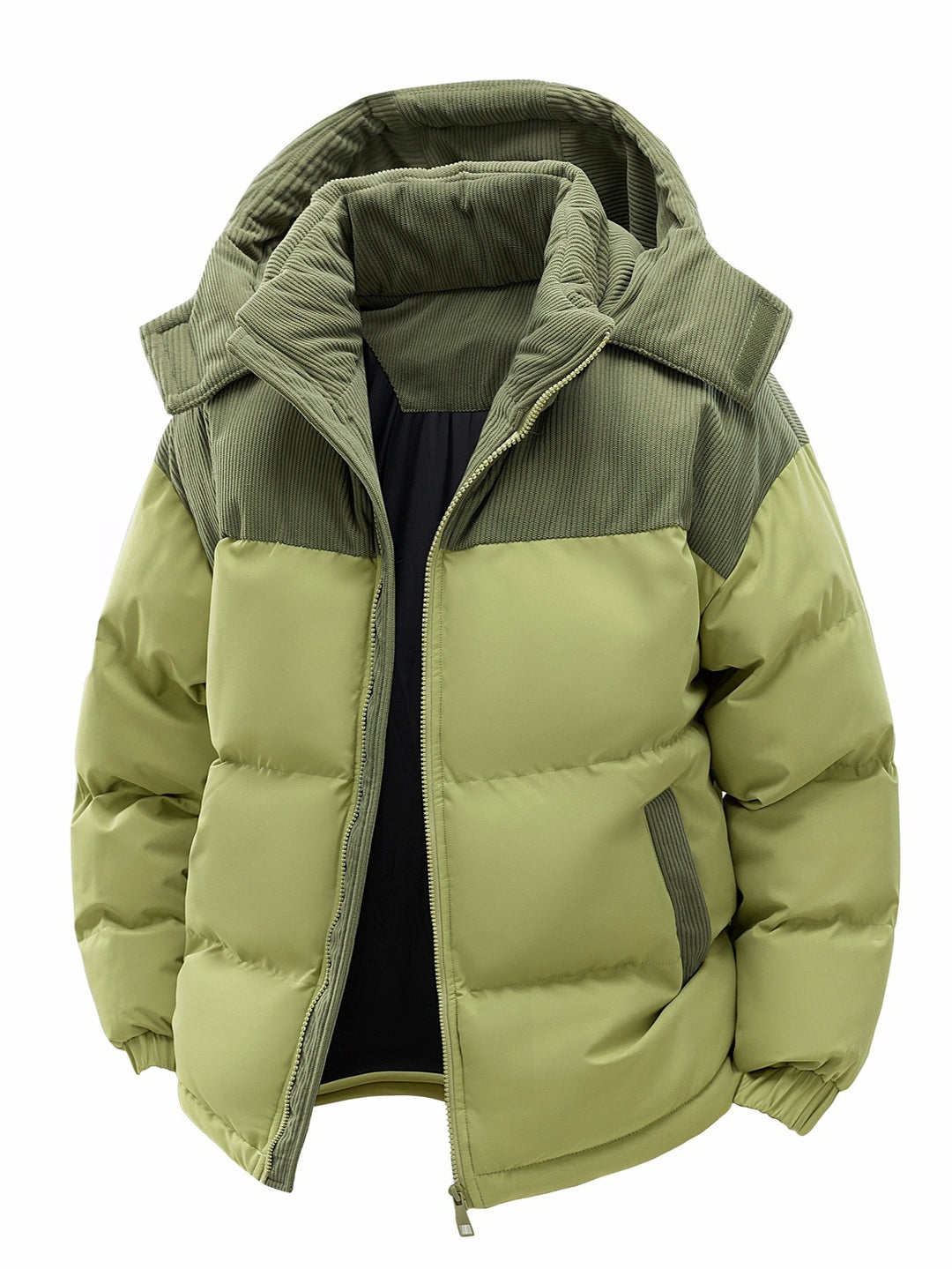 Men's quilted jacket with corduroy trim, high collar & thermal lining Mune Fashion