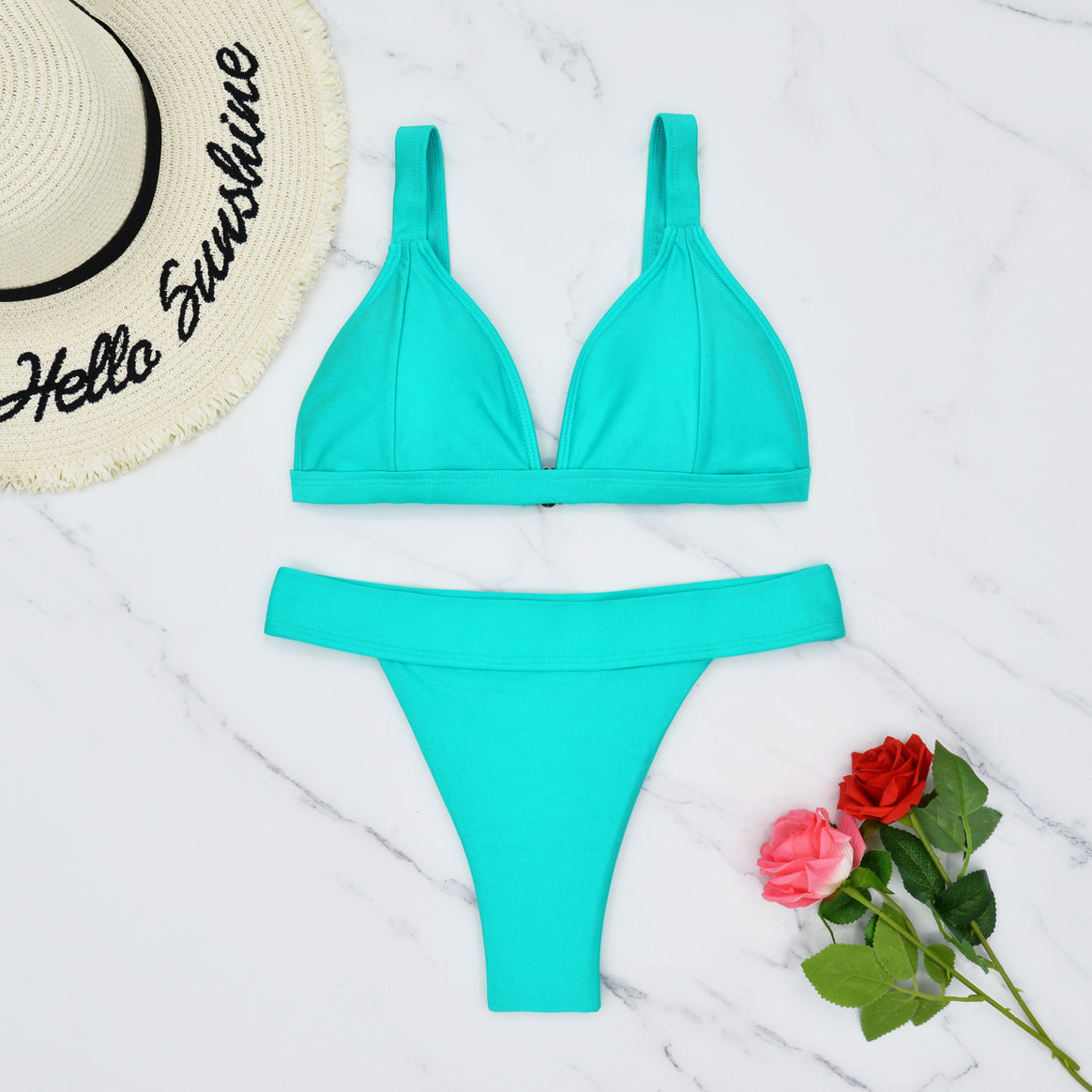 Women's triangle bikini with floral pattern and adjustable straps Mune Fashion