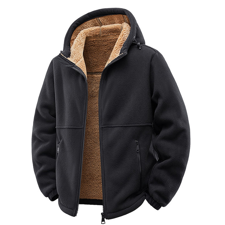 Men's Padded Teddy Fleece Hoodie with Two-Way Zipper & Zipper Pockets Mune Fashion
