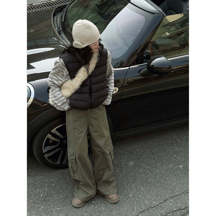 Ladies' Wide Cargo Baggy Pants with Large Flap Pockets Mune Fashion
