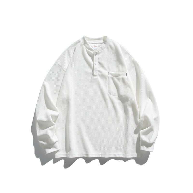 Unisex Oversize Waffle Henley with Raglan Sleeves and Chest Pocket Mune Fashion
