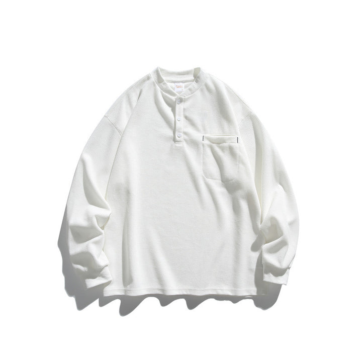 Unisex Oversize Waffle Henley with Raglan Sleeves and Chest Pocket Mune Fashion