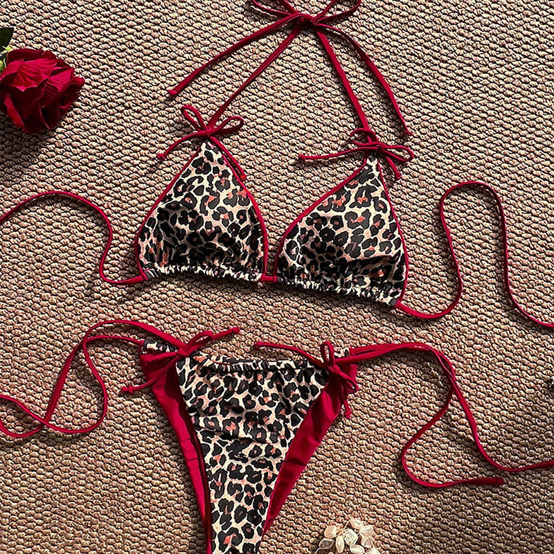 Women's triangle bikini with detailed tropical motif and adjustable ties Mune Fashion