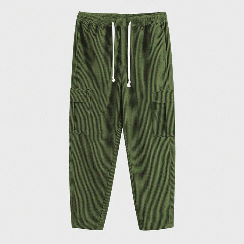 Men's cargo-style cord pants with drawstring and patch pockets Mune Fashion