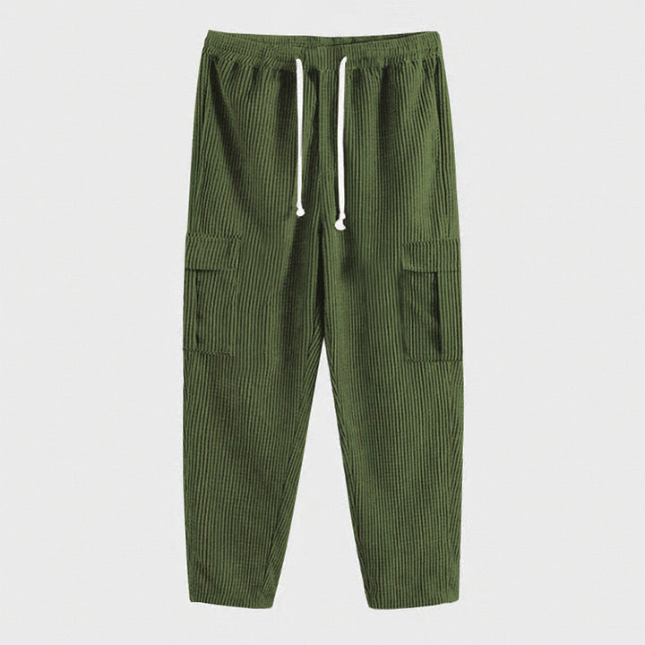 Men's cargo-style cord pants with drawstring and patch pockets Mune Fashion