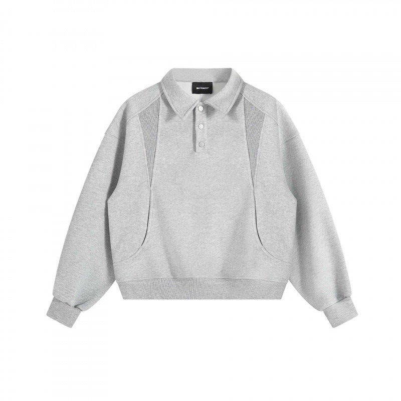Unisex Boxy Polo Sweatshirt with Henley button placket, raglan sleeves and side pockets Mune Fashion