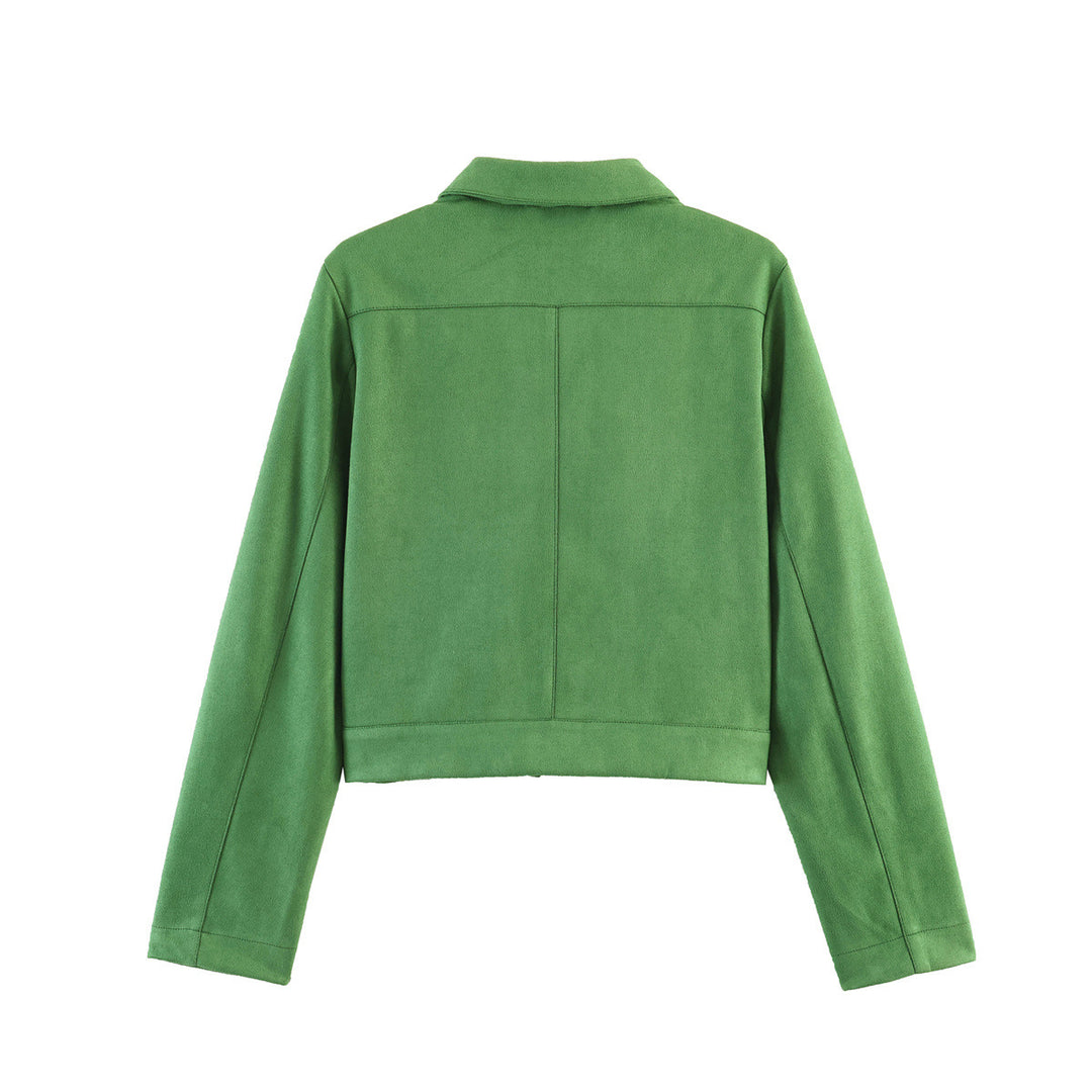 Ladies short cut velour jacket with breast pockets and zipper Mune Fashion