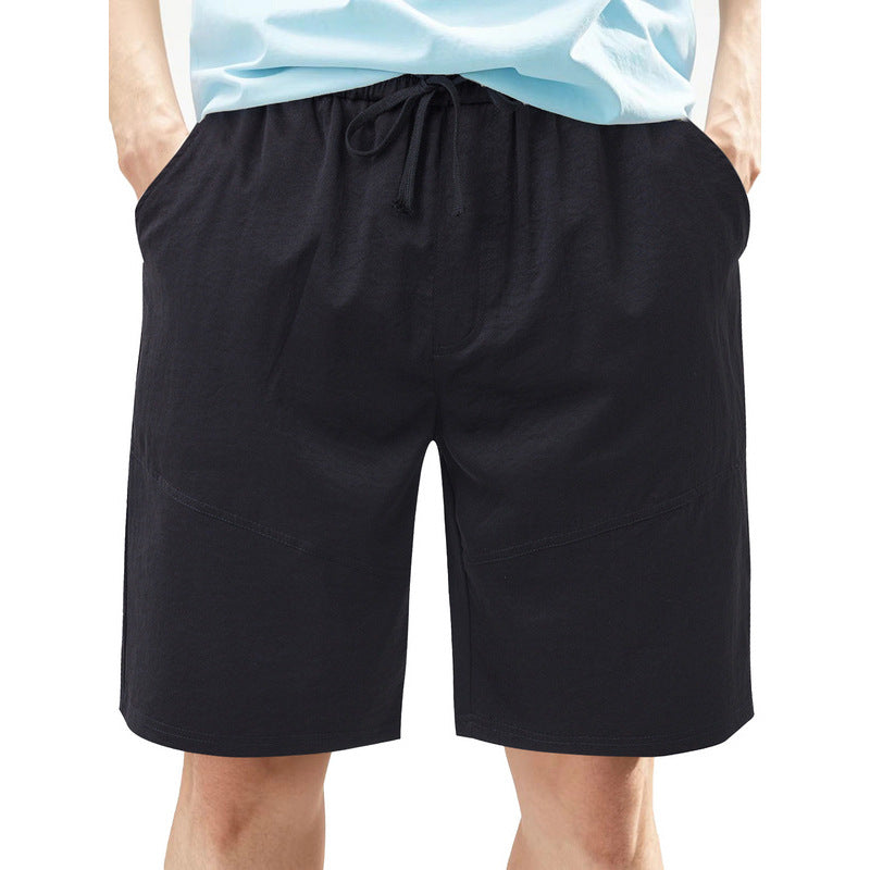 Men's knee-length linen blend shorts with elastic drawstring waistband and side pockets Mune Fashion