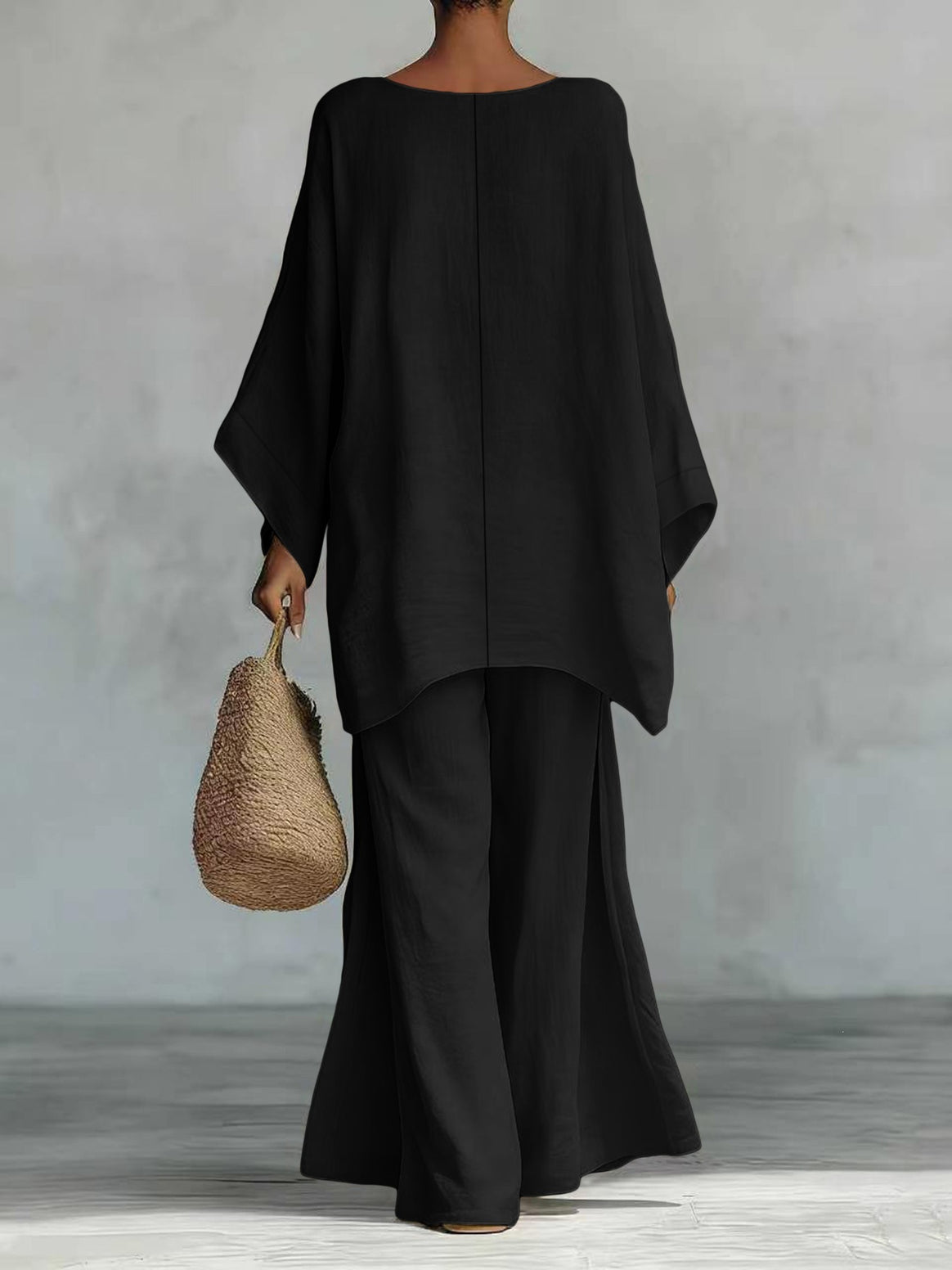 Women Casual Oversized Kaftan Top with Wide Palazzo Pants Mune Fashion