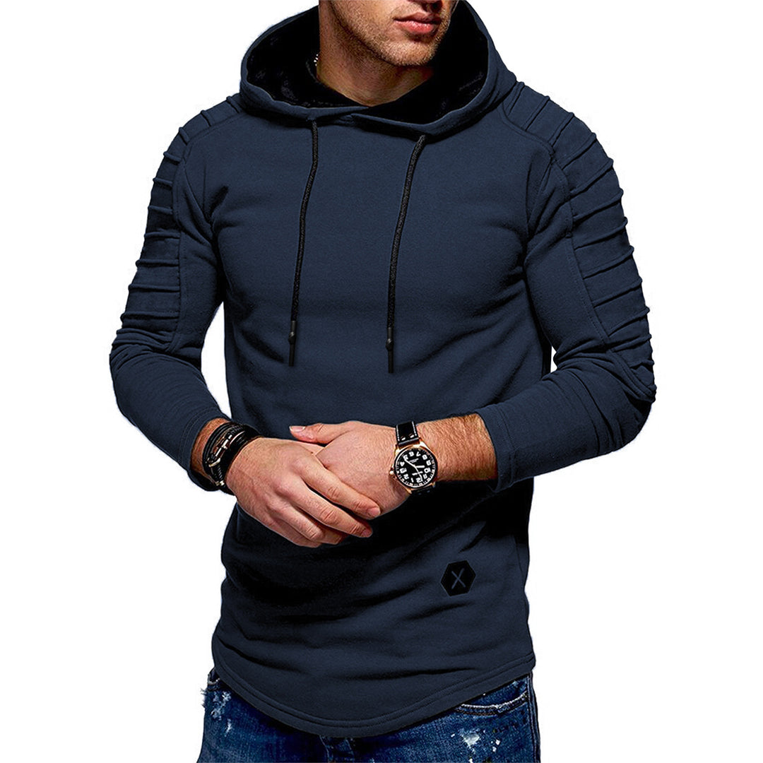 Men's Longline Hoodie with Padded Panel Sleeves and Tailored Slim Fit Mune Fashion