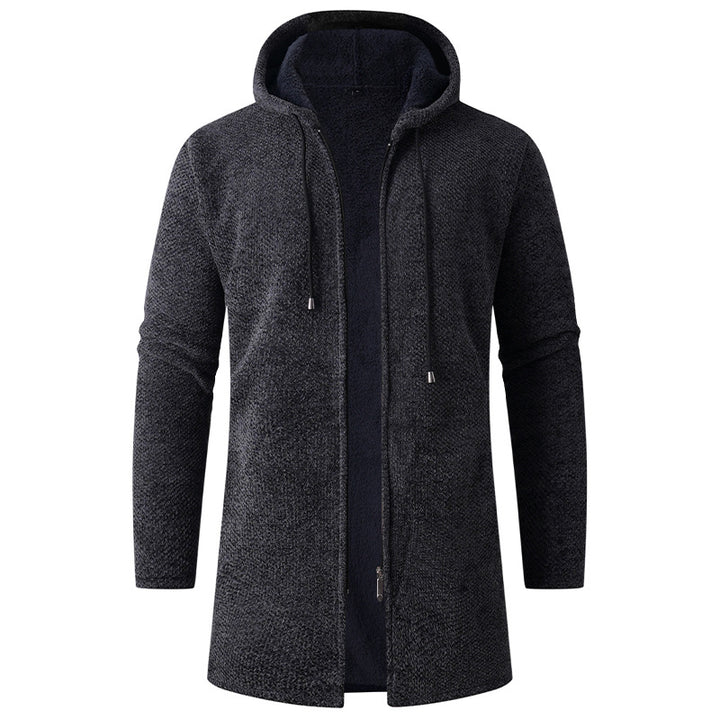 Men's Long Knit Hoodie Cardigan with Teddy Lining and Full Zipper Mune Fashion