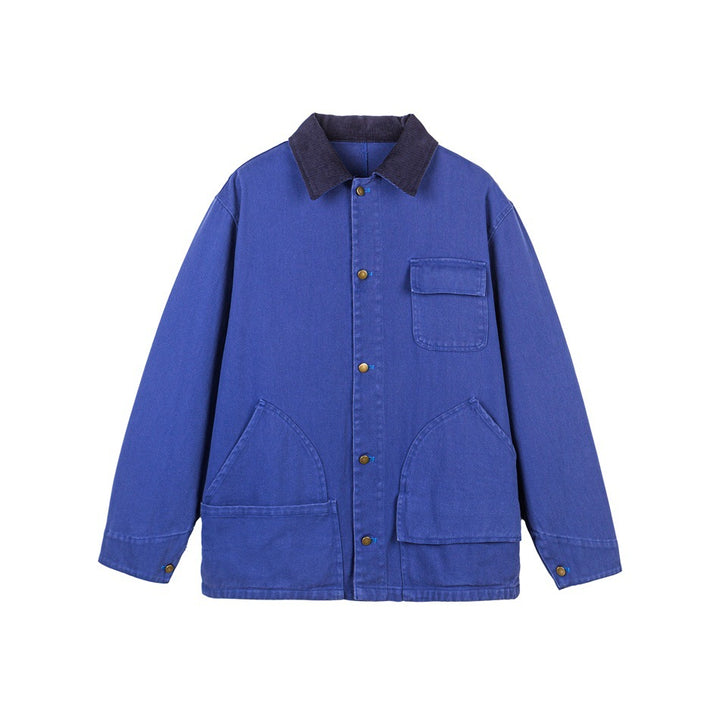 Unisex Tailored Canvas Chore Jacket with Cord Collar and Patch Pockets Mune Fashion