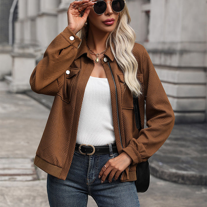 Women’s fashionable overshirt jacket with textured pattern Mune Fashion
