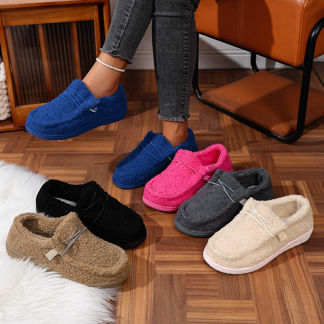 Ladies Cozy Sherpa Slippers with Flexible Rubber Outsole Mune Fashion