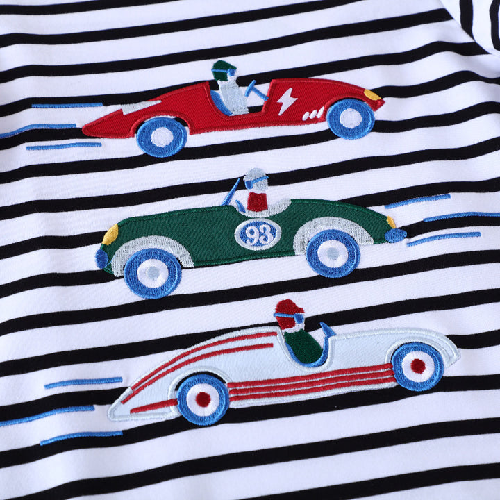 Boys Long Sleeve T-Shirt with Colorful Racing Car Motif Mune Fashion