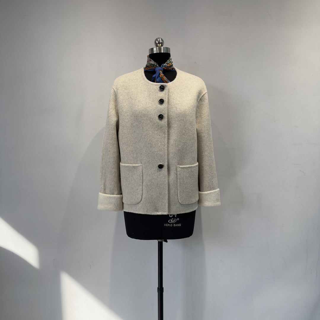 Women Comfortable Knitted Wool Blend Jacket Mune Fashion