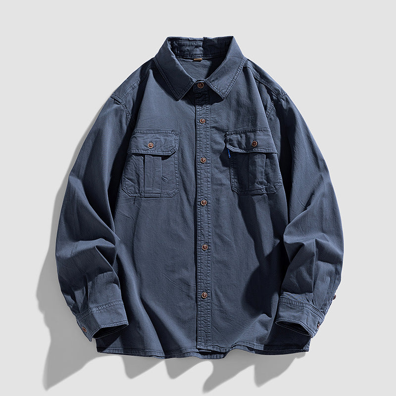 Men's overshirt made of sturdy cotton twill with flap pockets and a continuous button placket Mune Fashion