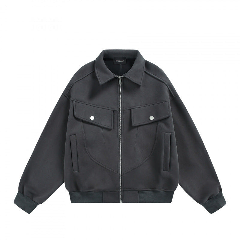 Unisex Zip Sweat Jacket with Patch Chest Flaps and Ribbed Hem Mune Fashion