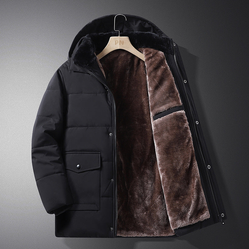 Men's Quilted Thermal Jacket with Padded Interior, Faux Fur Collar and Flap Pockets Mune Fashion