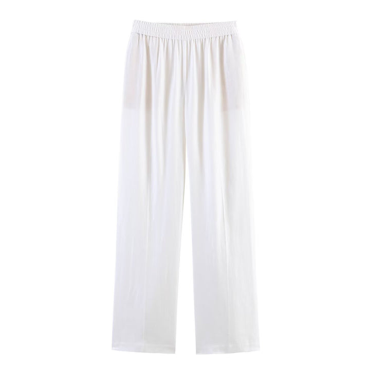 Women's Wide Palazzo Pants with Elastic Gathered Waistband and Flowing Lightweight Fabric Mune Fashion