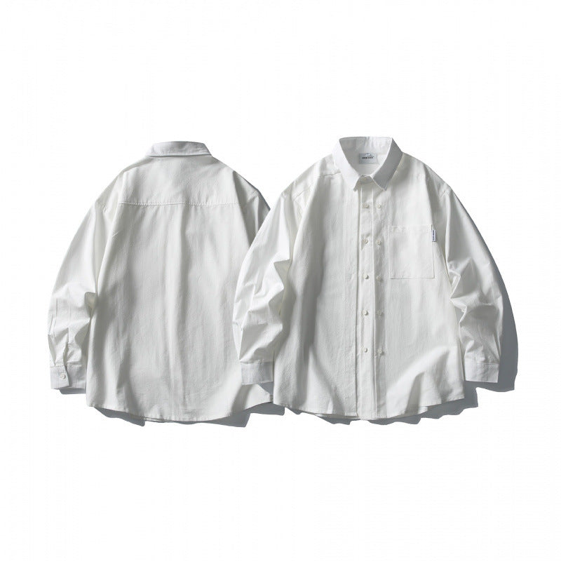 Men's Oversize Double-Breasted Cotton Shirt with Breast Pocket and Classic Shirt Collar Mune Fashion