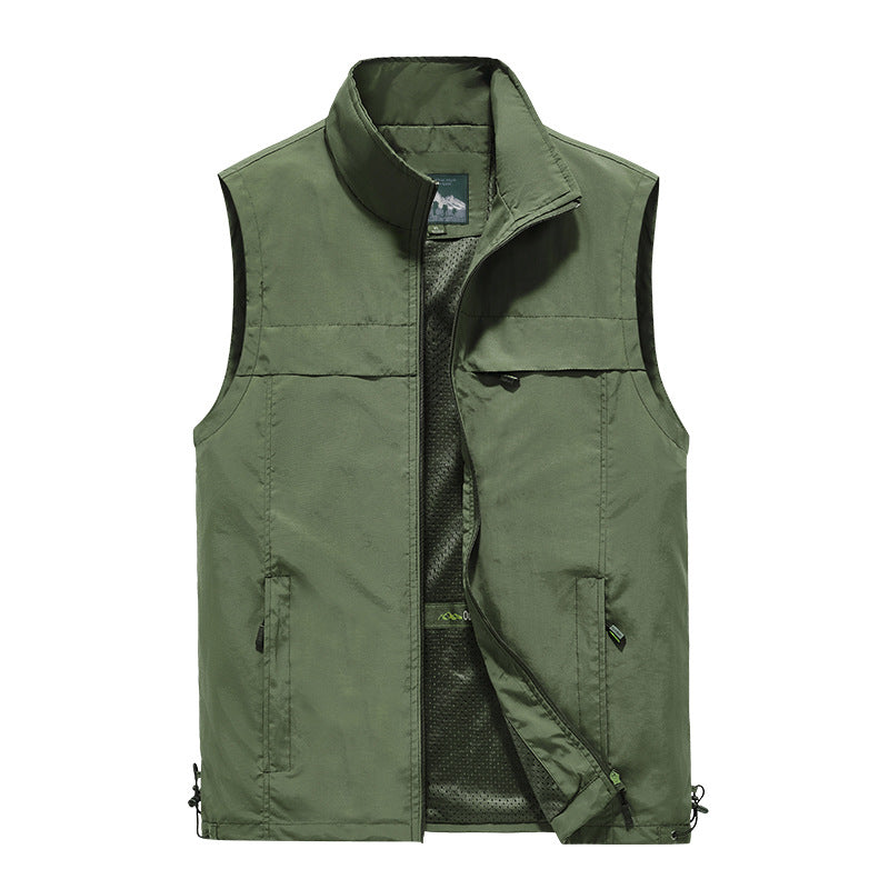 Men's lightweight windproof outdoor vest with stand-up collar and zipper pockets Mune Fashion