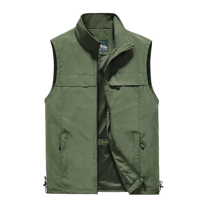 Men's lightweight windproof outdoor vest with stand-up collar and zipper pockets Mune Fashion