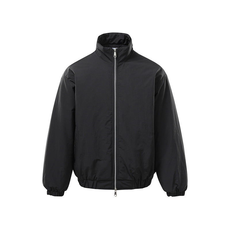 Unisex Boxy Zip Blouson Jacket with windproof microfiber cover, high stand-up collar and two-way zipper Mune Fashion