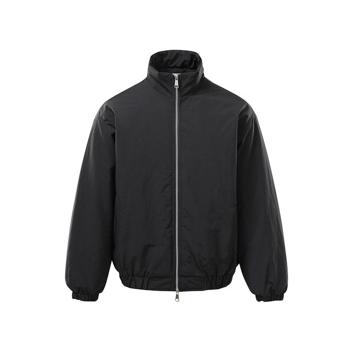 Unisex Boxy Zip Blouson Jacket with windproof microfiber cover, high stand-up collar and two-way zipper Mune Fashion
