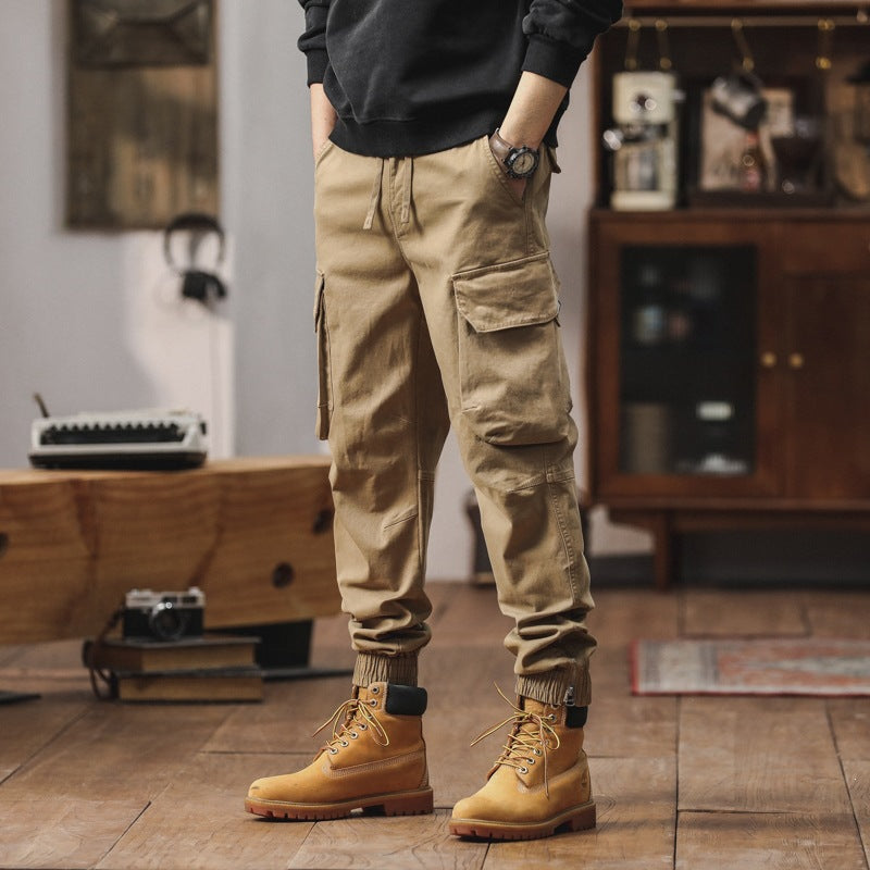 Men's Cargo Jogging Pants with Toggle Pockets, Drawstring Waistband and Gathered Cuffs Mune Fashion