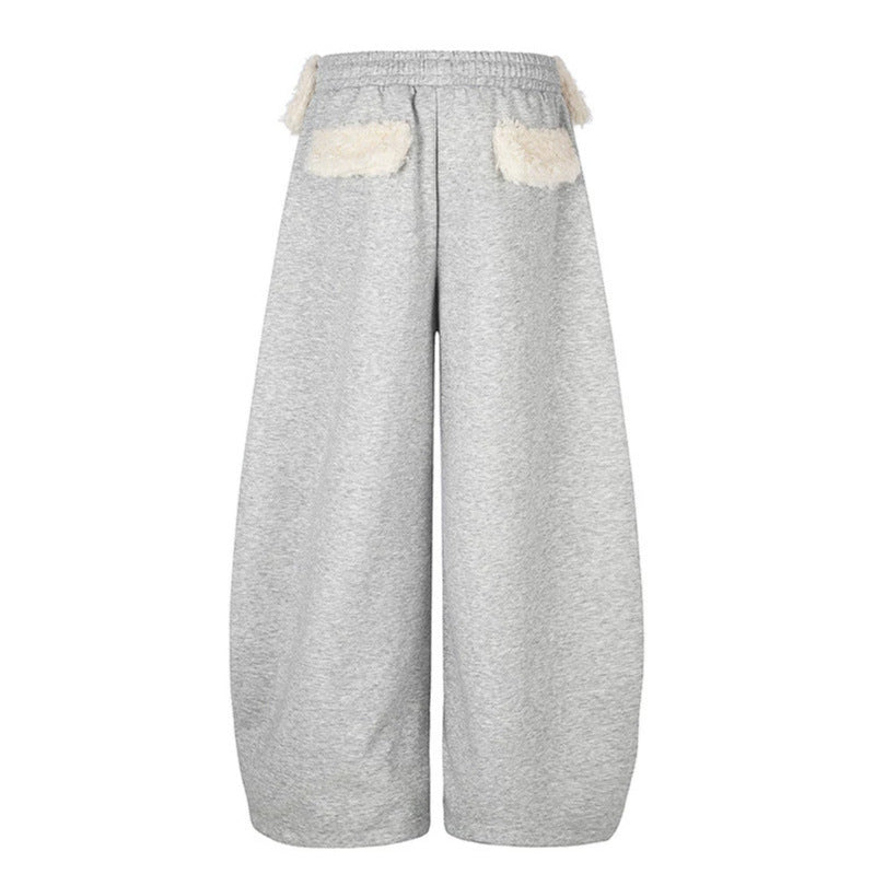 Women's Extra Wide Palazzo Jogging Pants with Teddy Waistband, Drawstring, and Star Embroidery Mune Fashion
