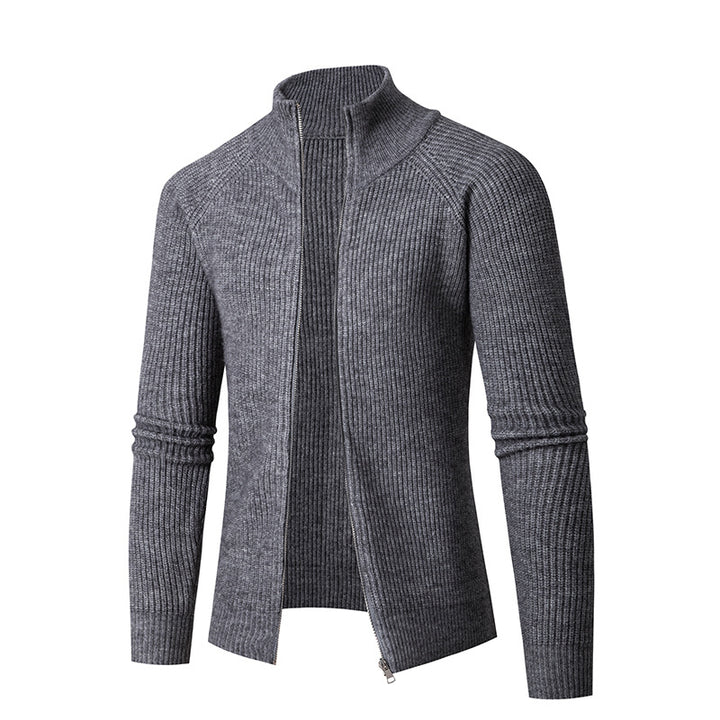 Men's slim zip cardigan made of merino mix with ribbed structure and raglan sleeves Mune Fashion