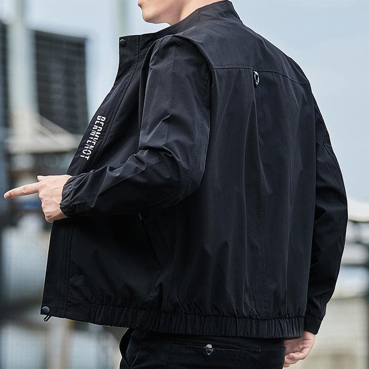 Men's Lightweight Urban Tech Blouson with Nanocoating, Stand Collar and Concealed Zipper Pockets Mune Fashion