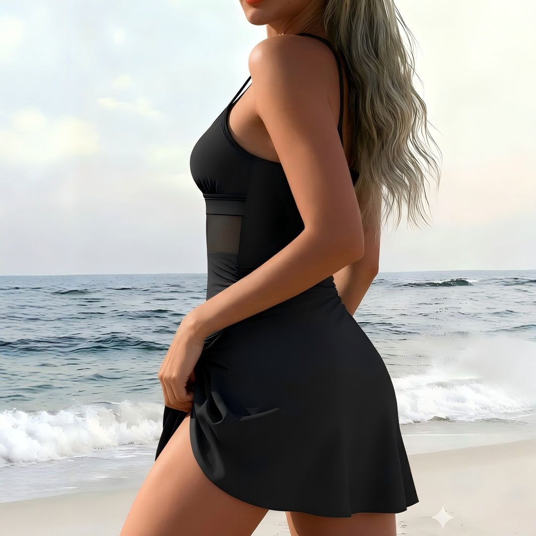 Ladies sporty swimsuit with fashionable wrap skirt Mune Fashion
