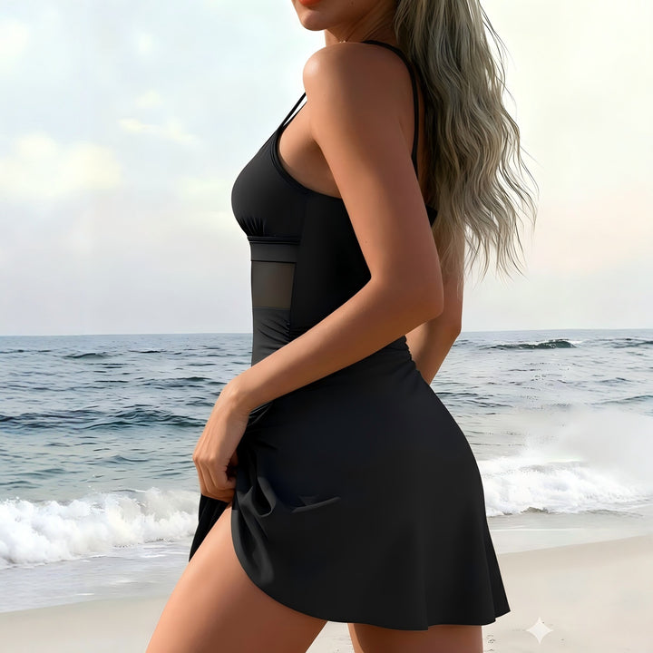 Ladies sporty swimsuit with fashionable wrap skirt Mune Fashion