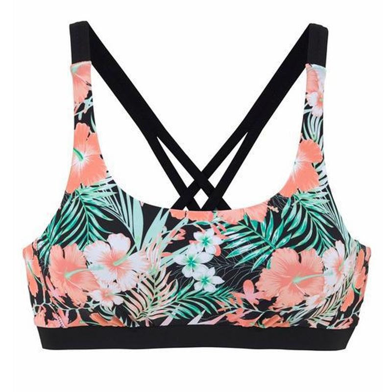 Ladies bikini top with floral design and sporty back cutout Mune Fashion