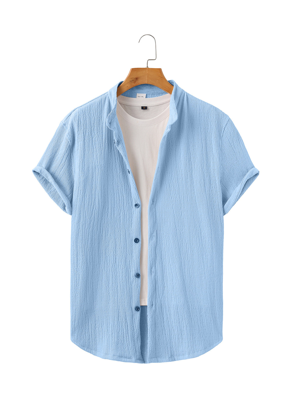Men's lightweight wrinkle structure overshirt with rolled-up sleeves relaxed overshirt silhouette Mune Fashion