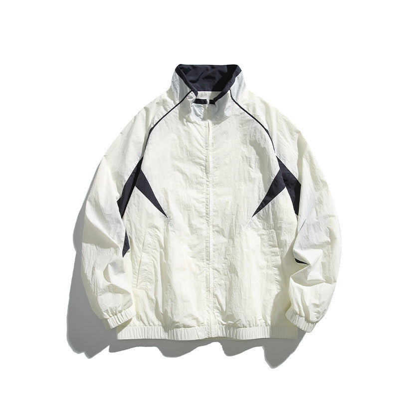 Unisex Lightweight Boxy Hooded Jacket in Windbreaker Style with Contrast Panels and Raglan Sleeves Mune Fashion
