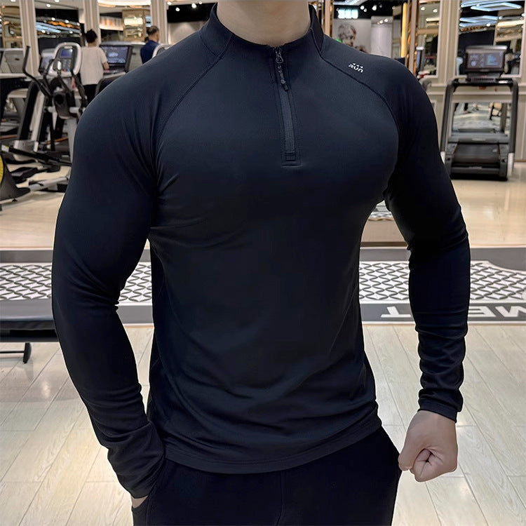 Men's Sporty Long Sleeve Shirt with Zipper Mune Fashion