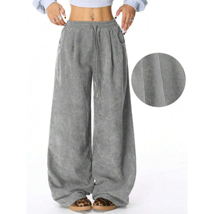 Women's Wide-Leg High-Waist Corduroy Lounge Pants Mune Fashion