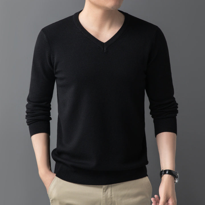 Men's Fine V-Neck Fine Knit Pullover in Slim Fit Mune Fashion