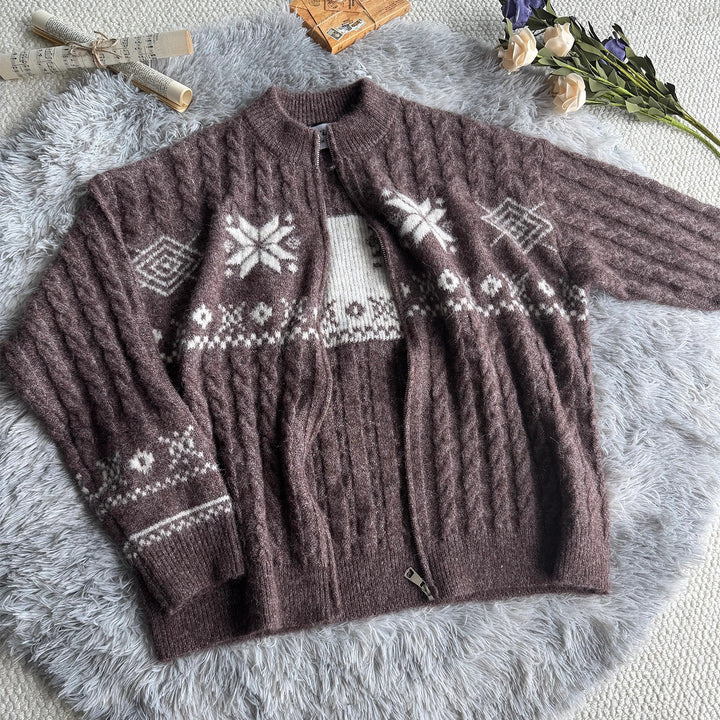 Men's pullover with zipper and geometric pattern Mune Fashion