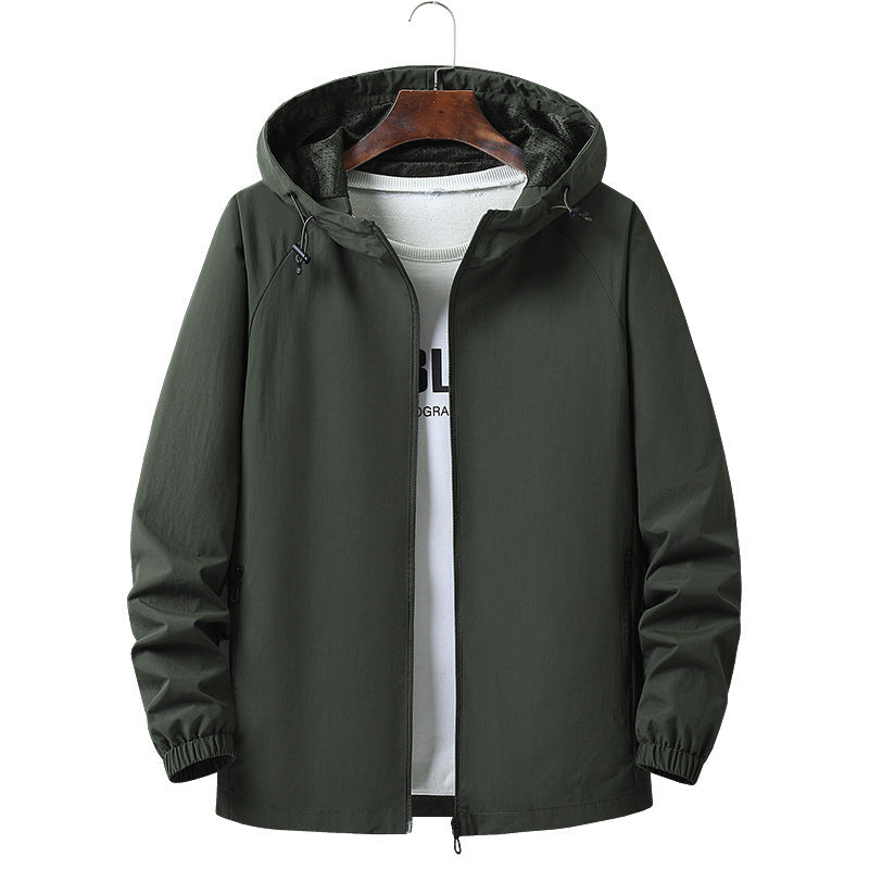 Men's Light Hooded Transition Jacket with Wind and Water Repellent Functional Material Mune Fashion