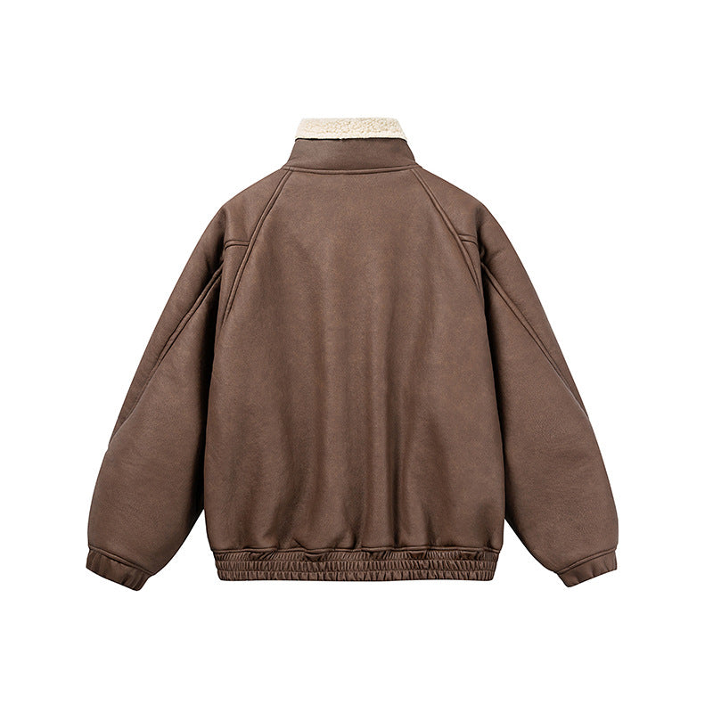 Men's short-cut velour blouson with sherpa collar and utility patch pockets Mune Fashion