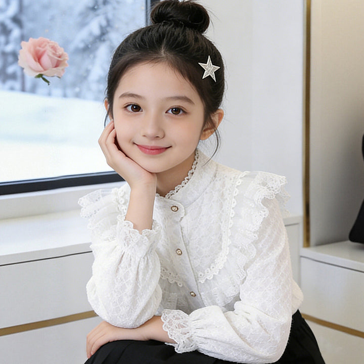 Girl's blouse with romantic ruffled collar Mune Fashion